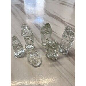 Vintage 6 Piece Nativity Set Clear Glass World Bazaars 2.5"-3.5" Tall